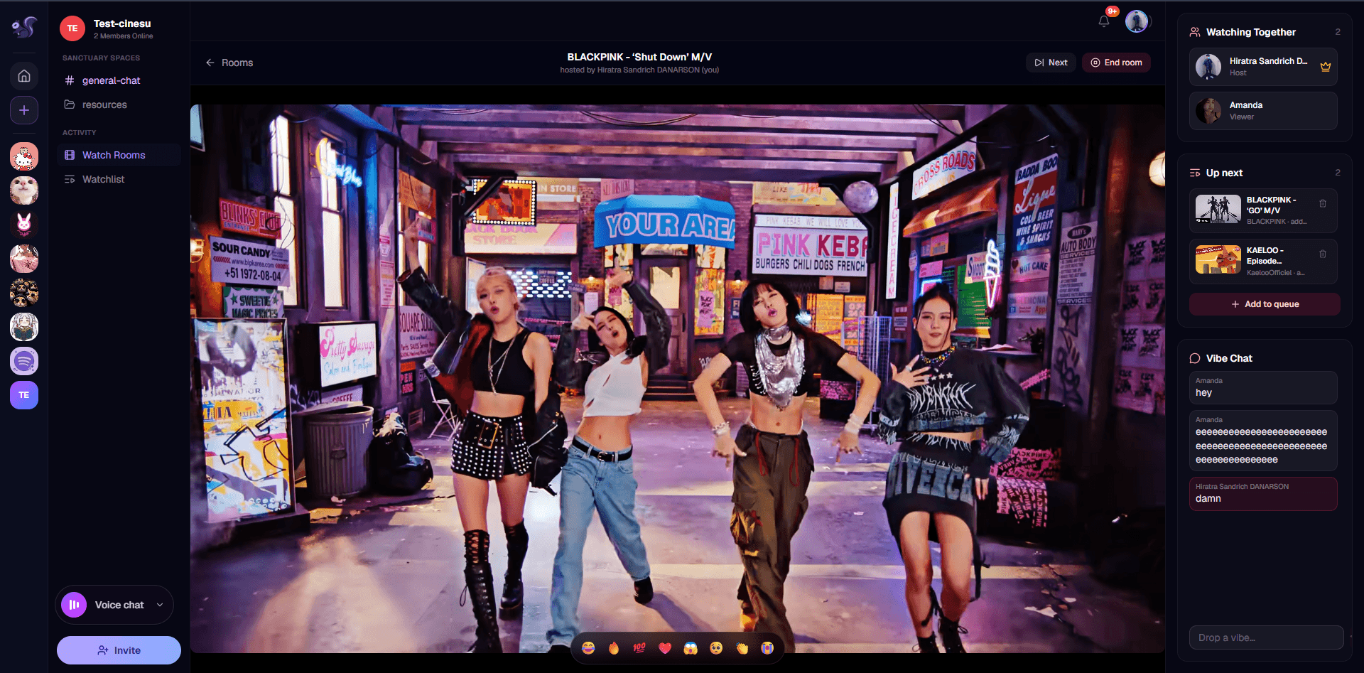 Screenshot: Entertainment server — synced Watch Room
